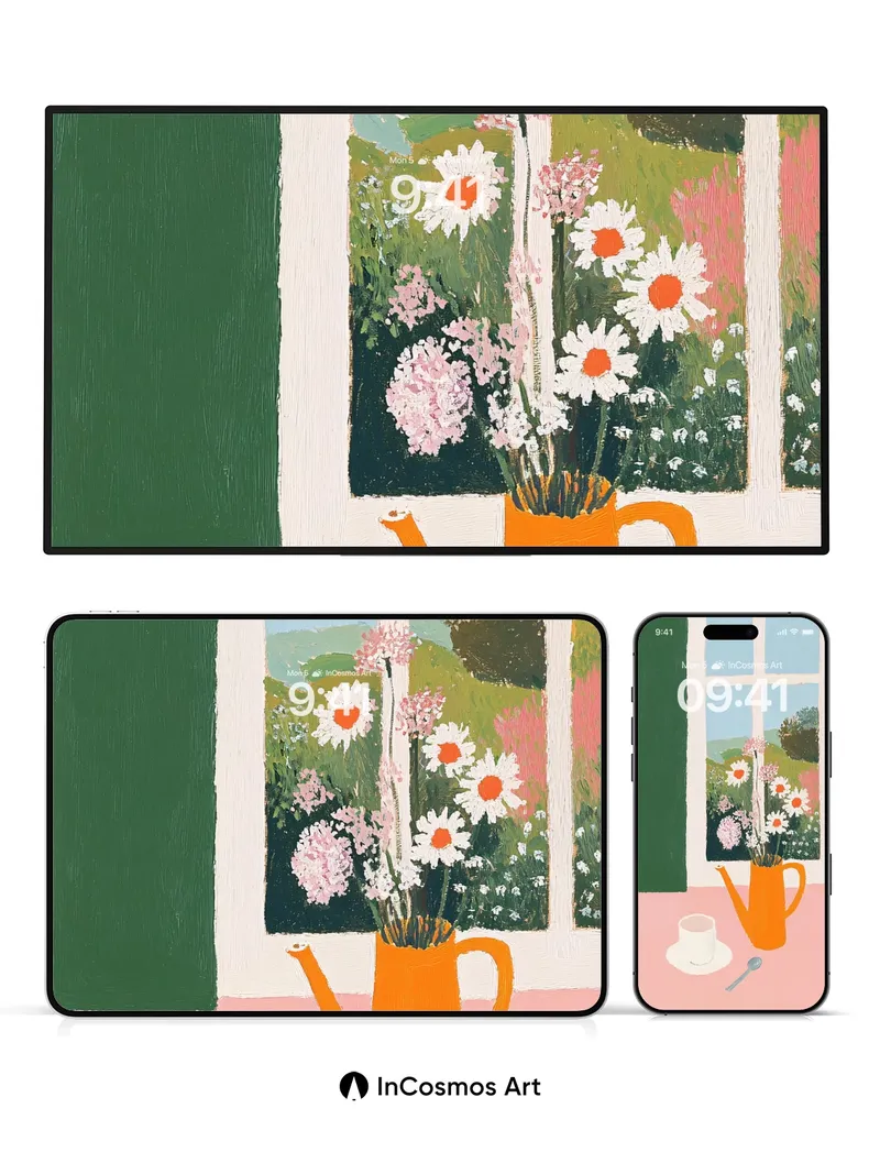 Serenity Still Life Wallpaper with Garden Light