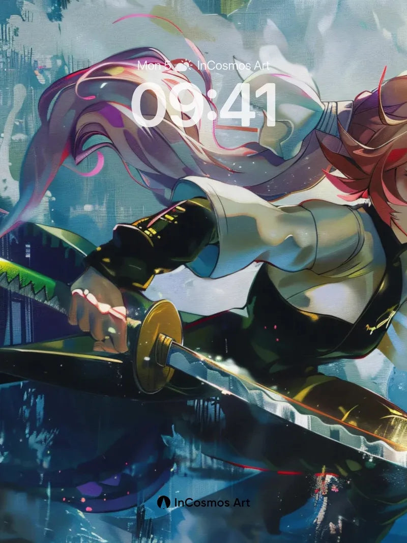 Frenzied Steel Wallpaper with Floating Blades