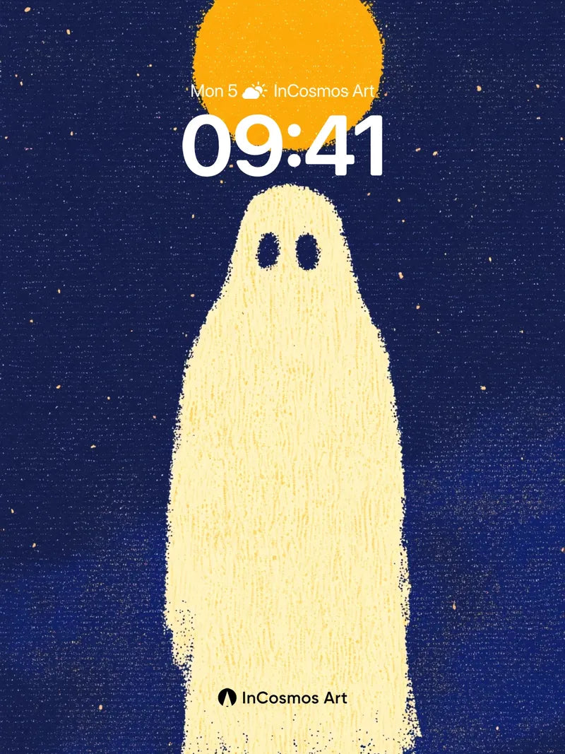 Starry Solitude Ghost Wallpaper with Celestial Halo