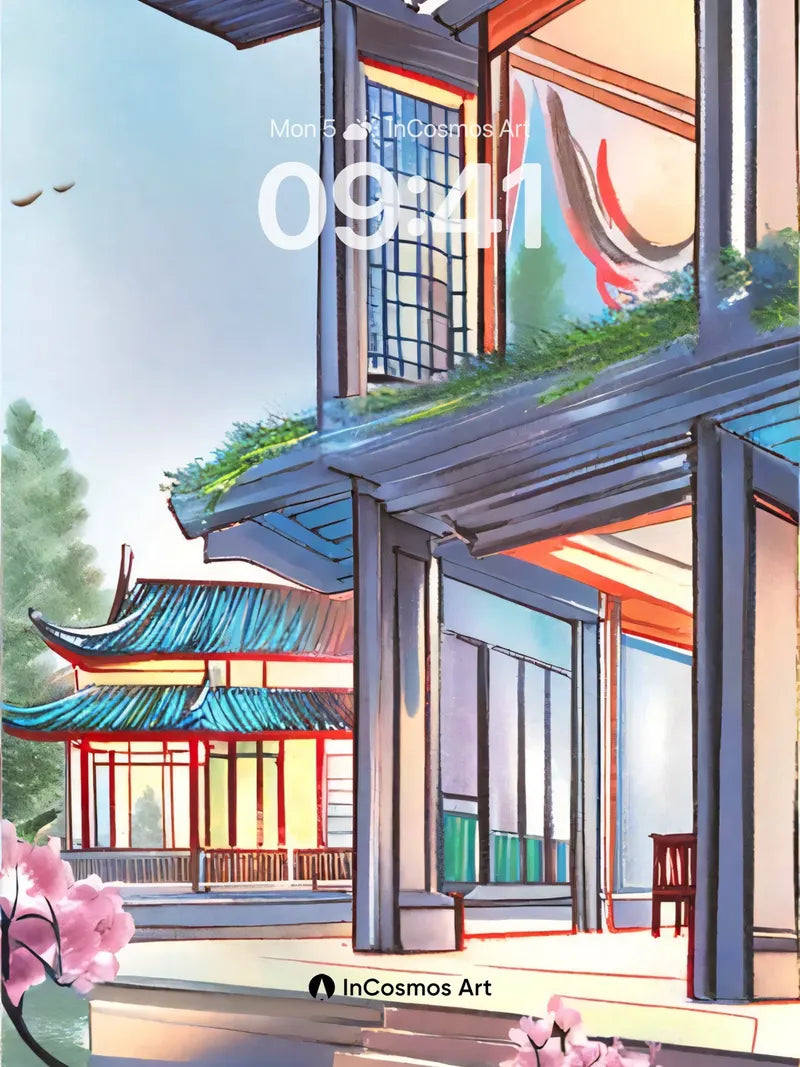 Serenity Garden Wallpaper with Cherry Blossom Whispers