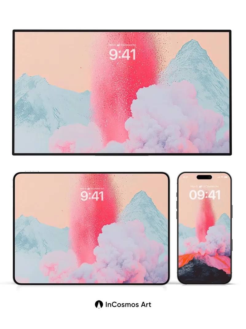 Ethereal Eruption Wallpaper with Neon Lava Flow