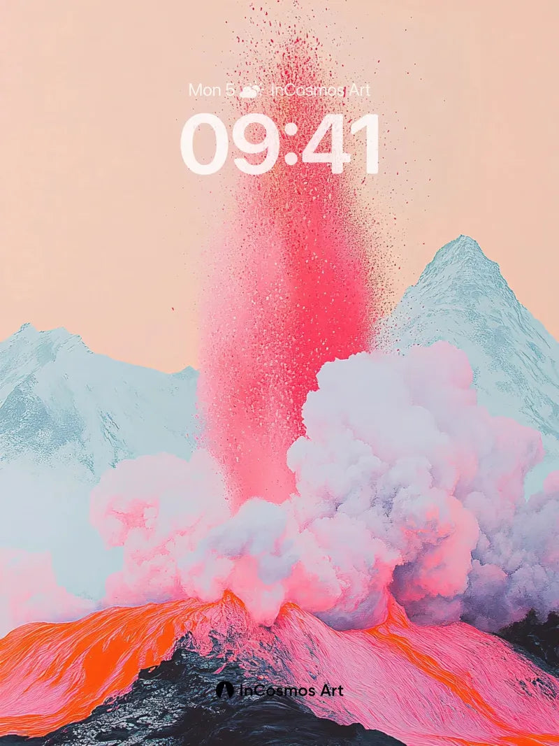 Ethereal Eruption Wallpaper with Neon Lava Flow