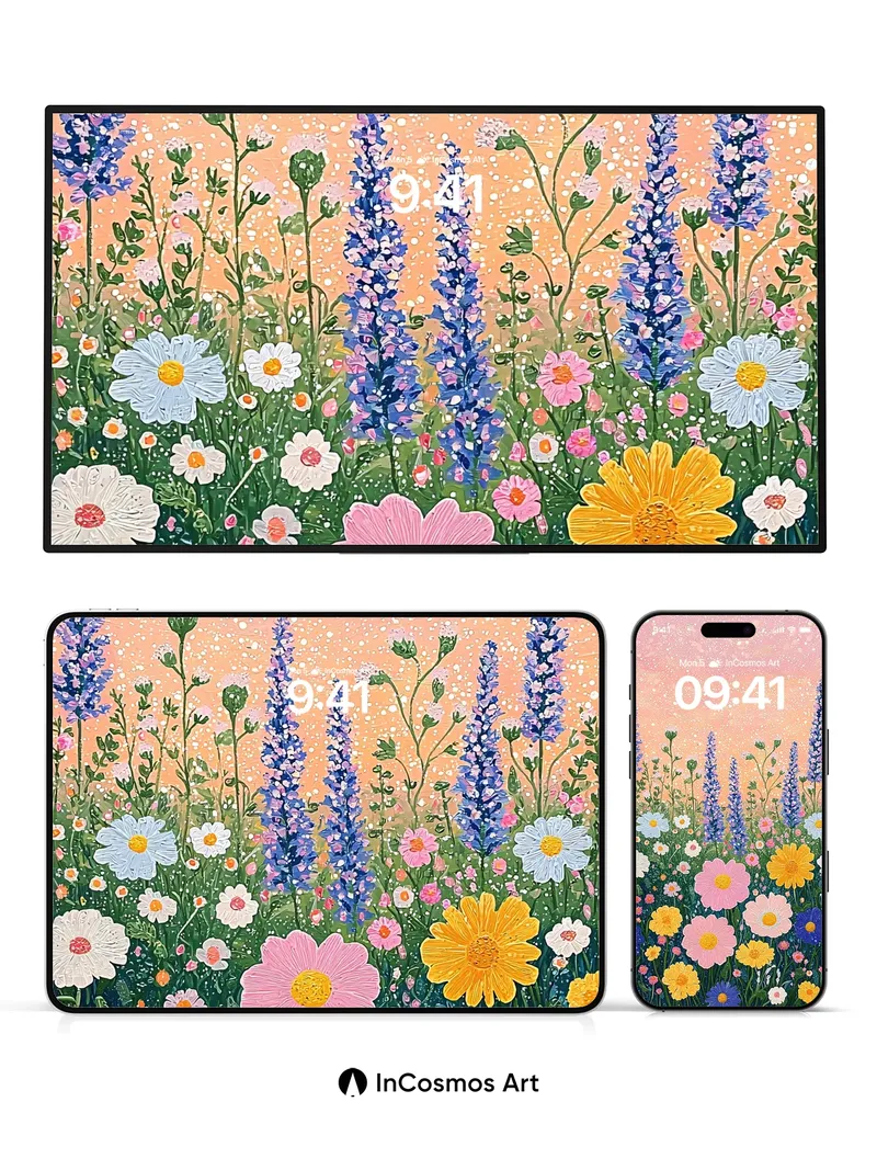 Whispering Meadow Wallpaper with Starlight Dust