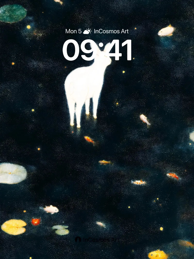 Luminous Silence Wallpaper with Floating Rabbit