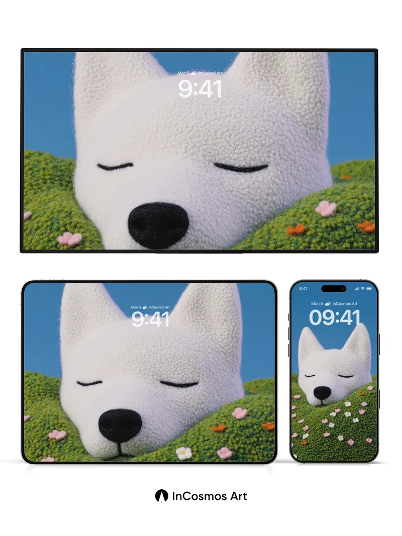 Serenity Fox Wallpaper with Textured Meadow