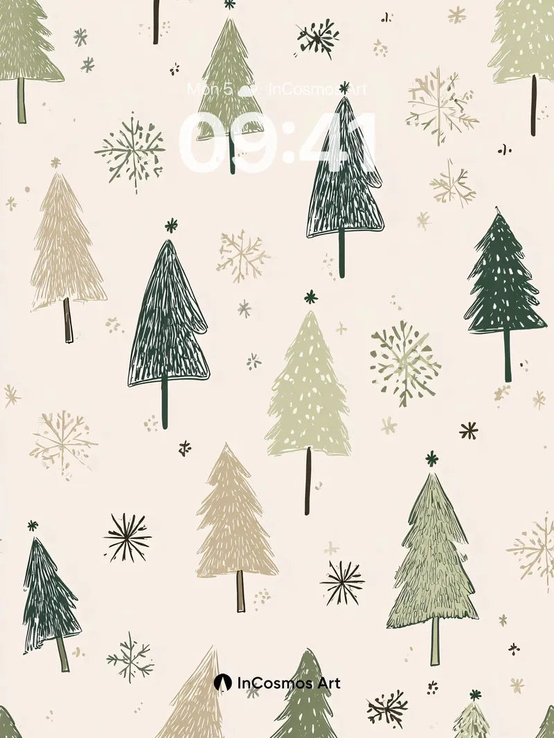 Whispering Pine Wallpaper with Snowflake Drifts wallpaper for iPhone, iPad & Mac