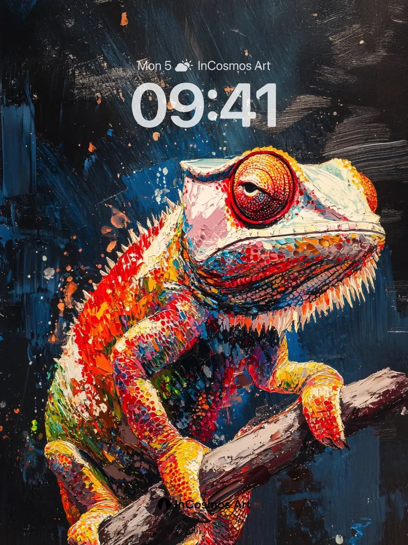 Chameleon Mirage Wallpaper with Cosmic Brushstrokes