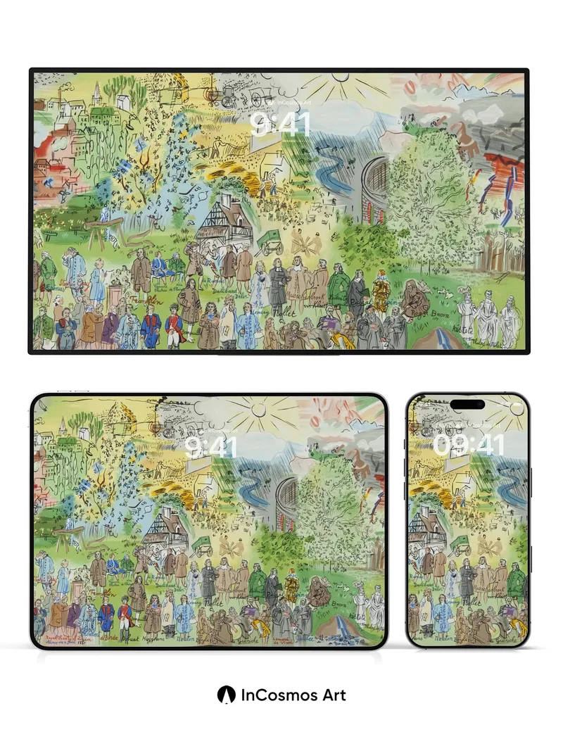 Whimsical Tapestry Wallpaper with Storybook Characters