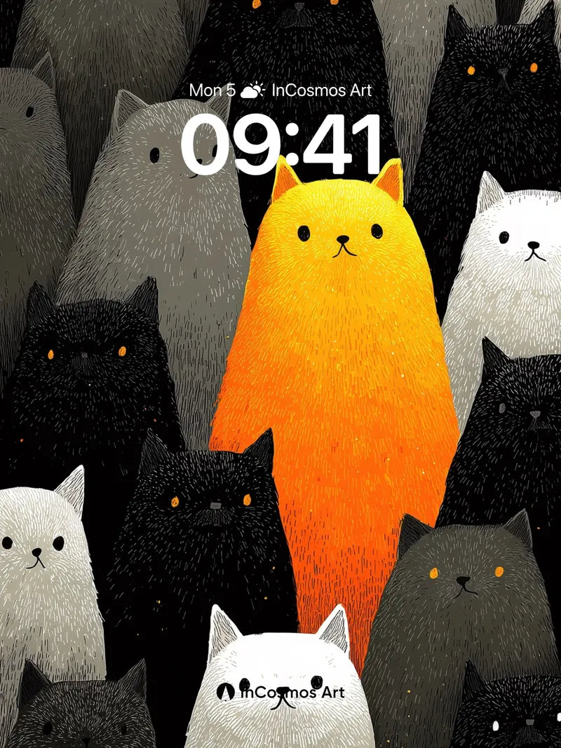 Golden Beacon Wallpaper Among Shadowed Felines