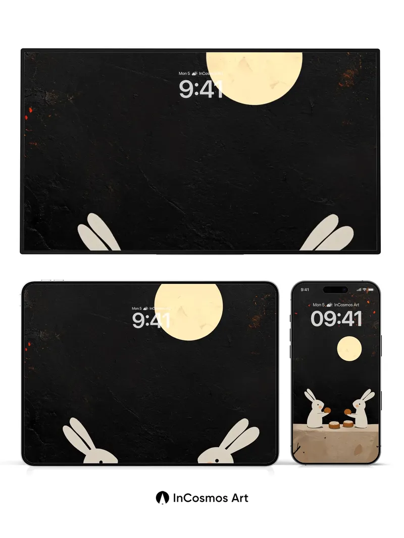 Moonlit Whispers Wallpaper with Rabbit Ritual