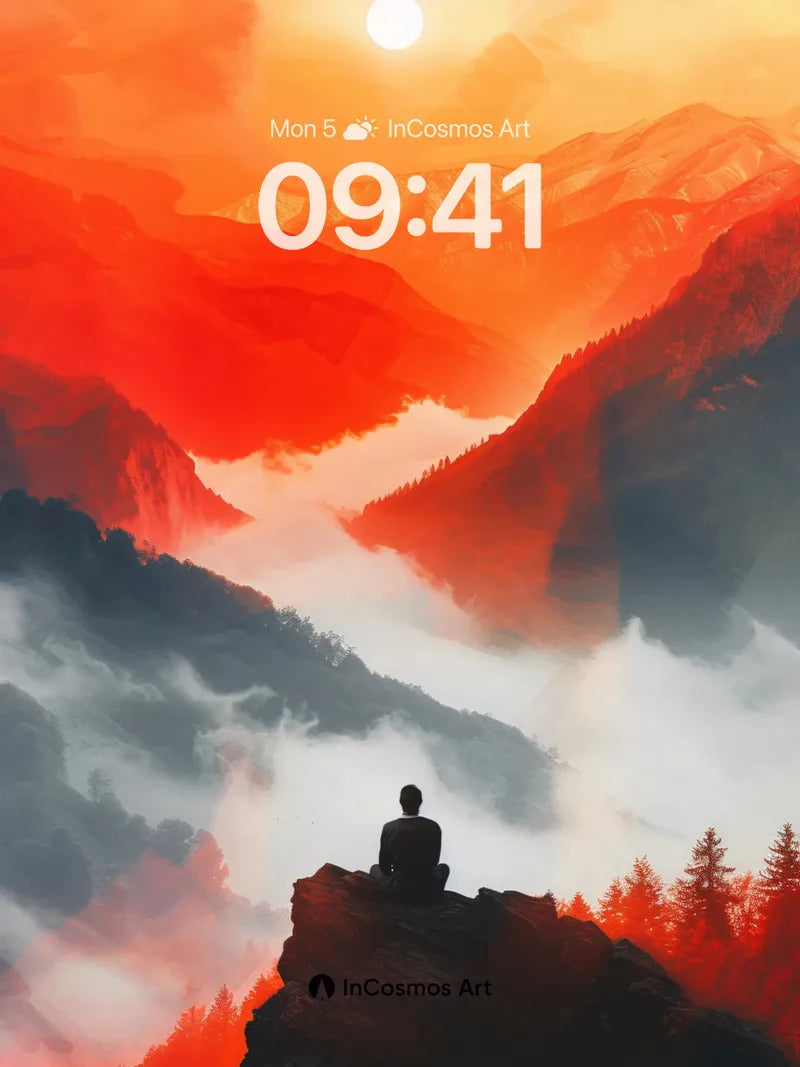 Serenity Summit Wallpaper with Crimson Hues