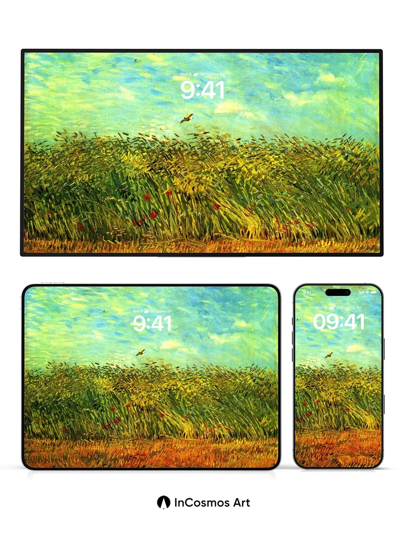 Whirlwind Wheatfield Wallpaper with Skyward Flight