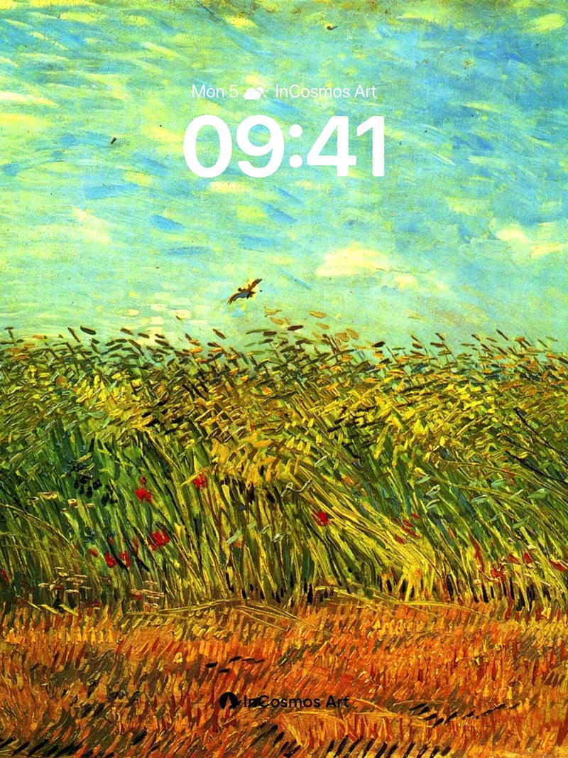 Whirlwind Wheatfield Wallpaper with Skyward Flight