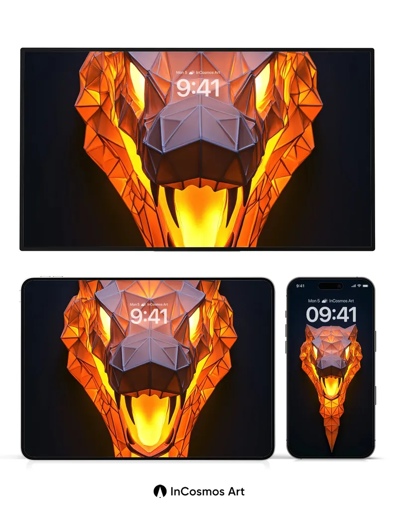 Fiery Geometry Wallpaper with Luminous Scales