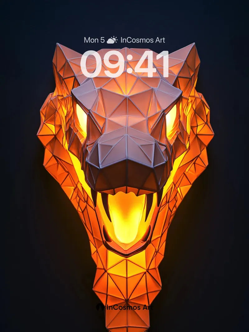 Fiery Geometry Wallpaper with Luminous Scales