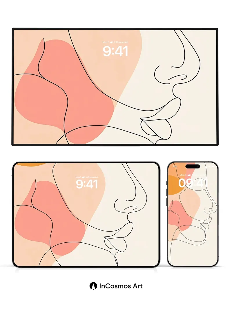 Silent Contour Wallpaper with Floating Hues