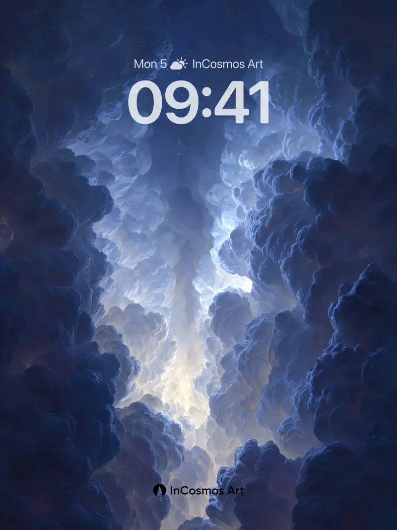 Deep Blue Cloud Tunnel Wallpaper with Light Break wallpaper for iPhone, iPad & Mac