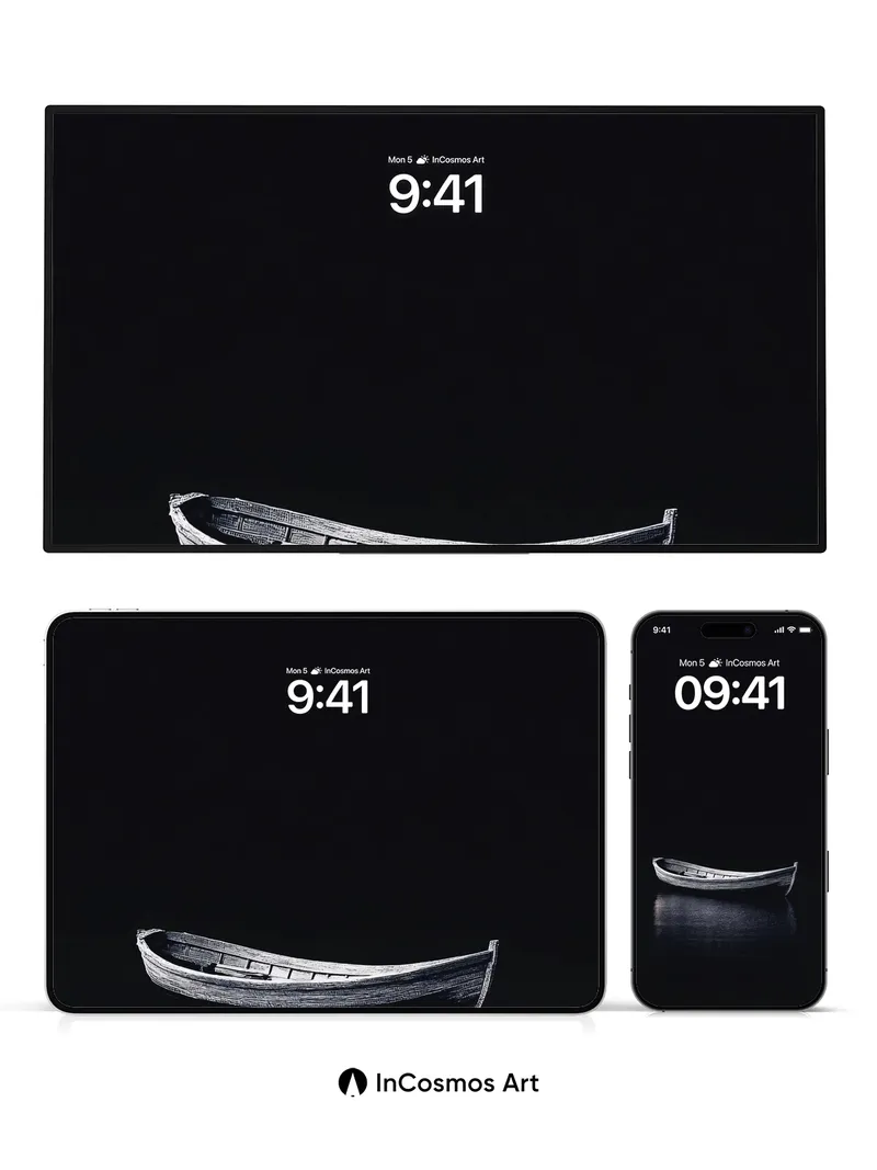 Silent Drift Wallpaper with Moonlit Hull