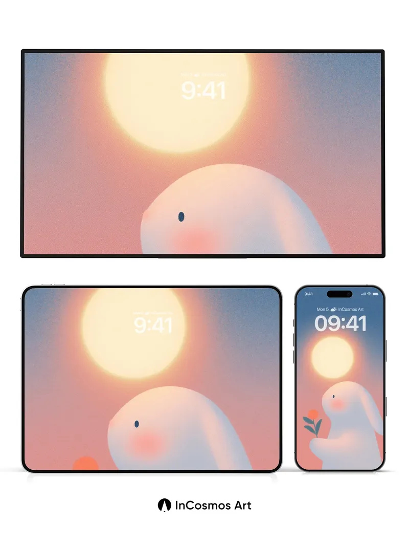 Serene Moonlight Wallpaper with Gentle Bunny