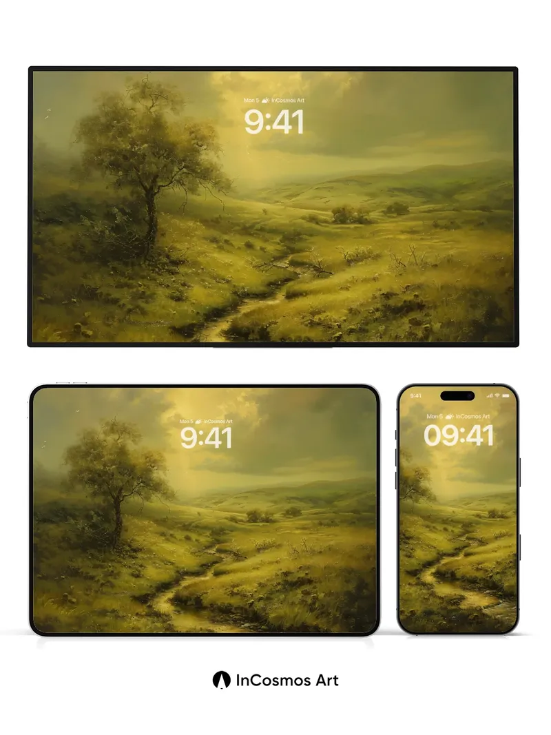 Golden Hush Wallpaper with Whispering Stream