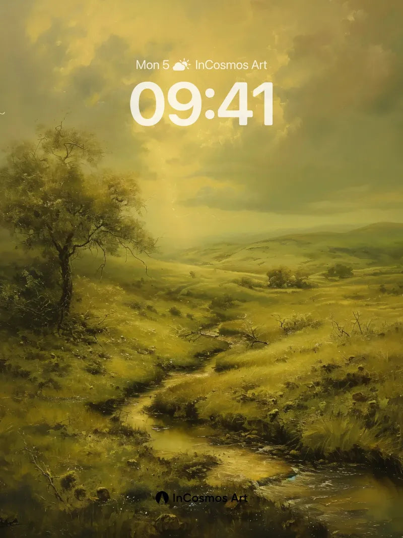 Golden Hush Wallpaper with Whispering Stream