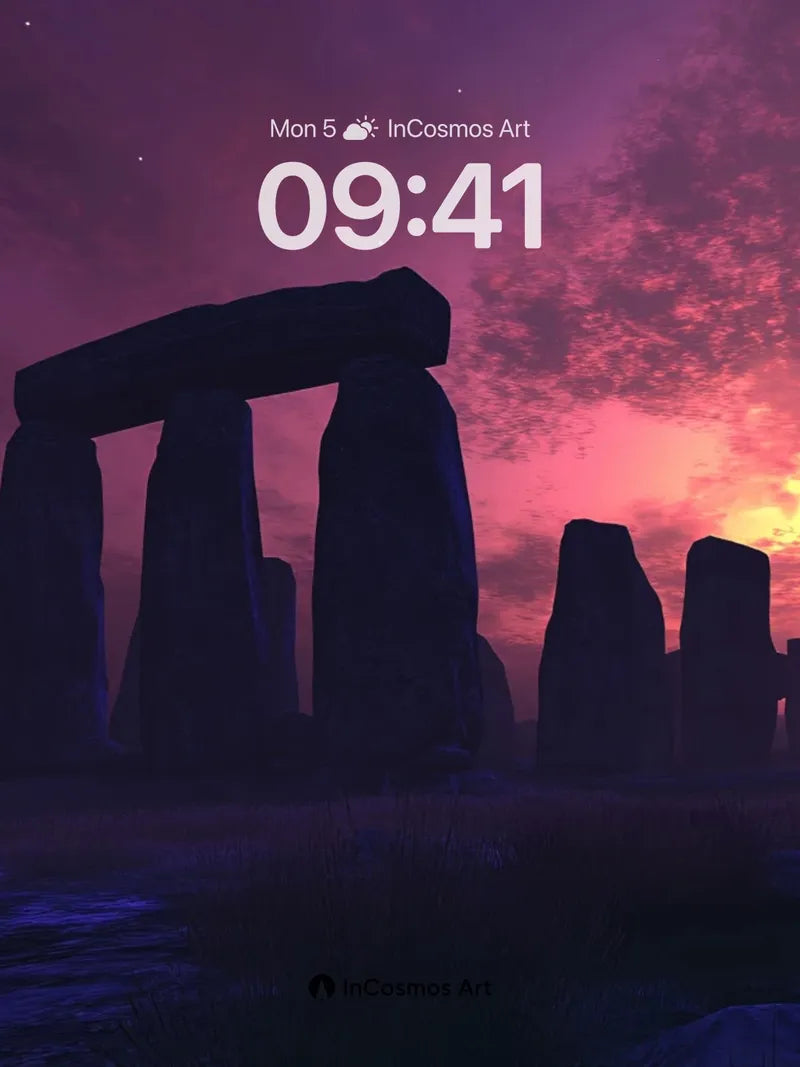 Ethereal Stonehenge Wallpaper with Cosmic Dawn