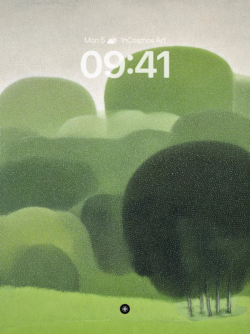 Serene Green Mist Wallpaper with Solitary Deer