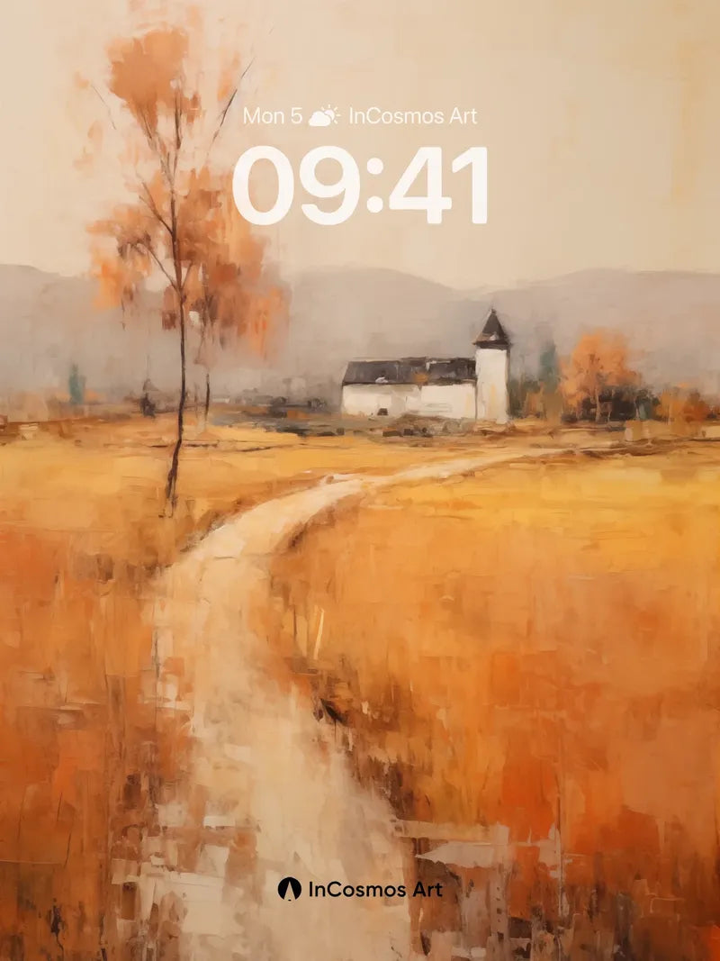 Autumn Hush Wallpaper with Distant Chapel