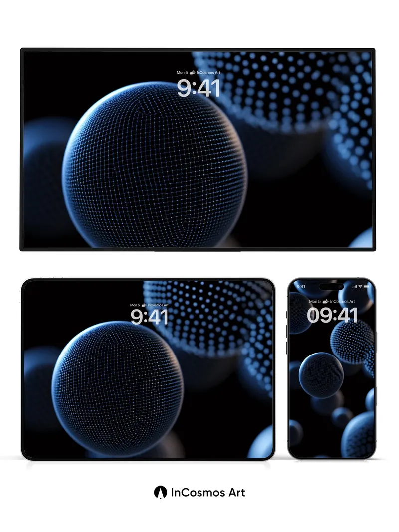 Neon Nebula Wallpaper with Floating Dots