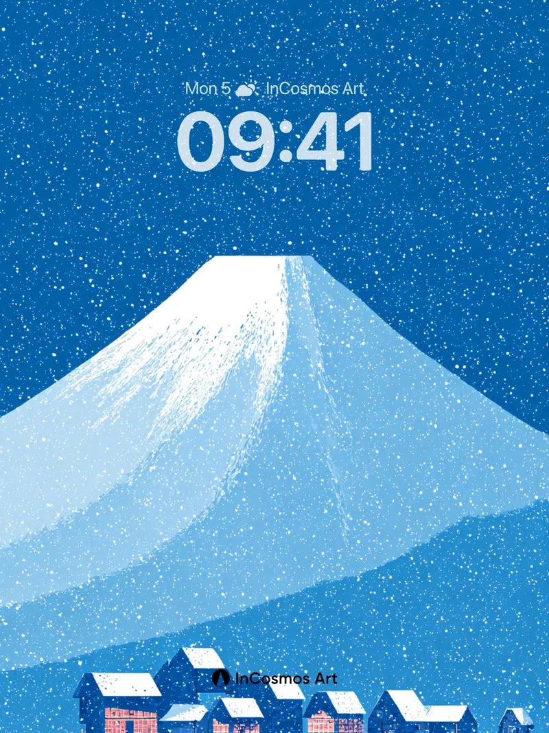 Silent Snowfall Wallpaper with Mount Fuji Reverie