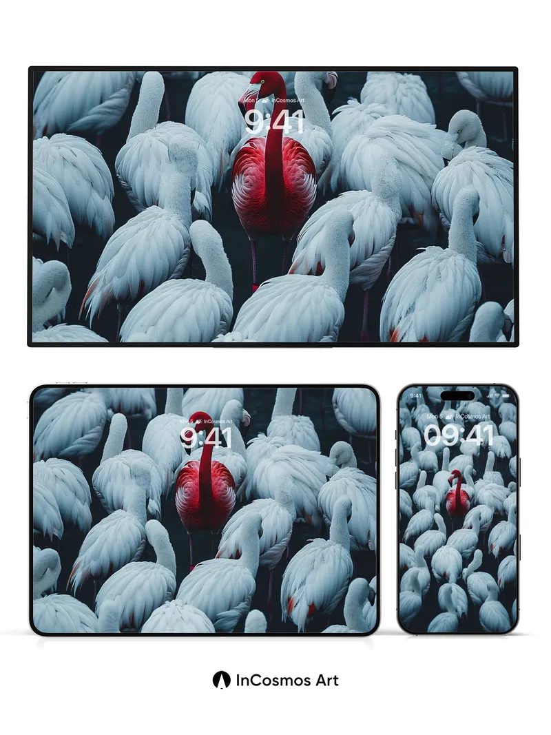 Crimson Solitude Wallpaper Among White Feathers