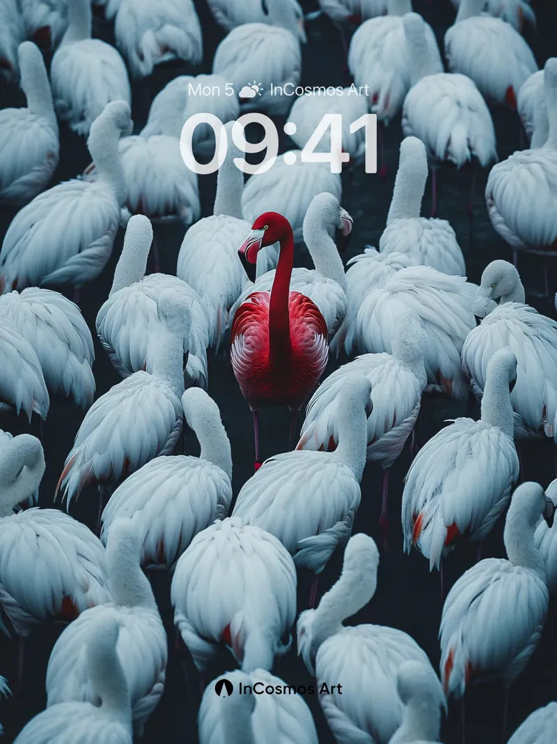 Crimson Solitude Wallpaper Among White Feathers