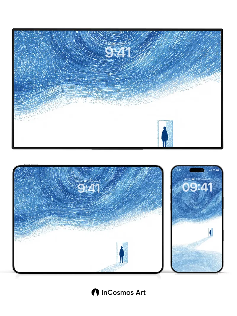 Whirlwind Sky Wallpaper with Solitary Door