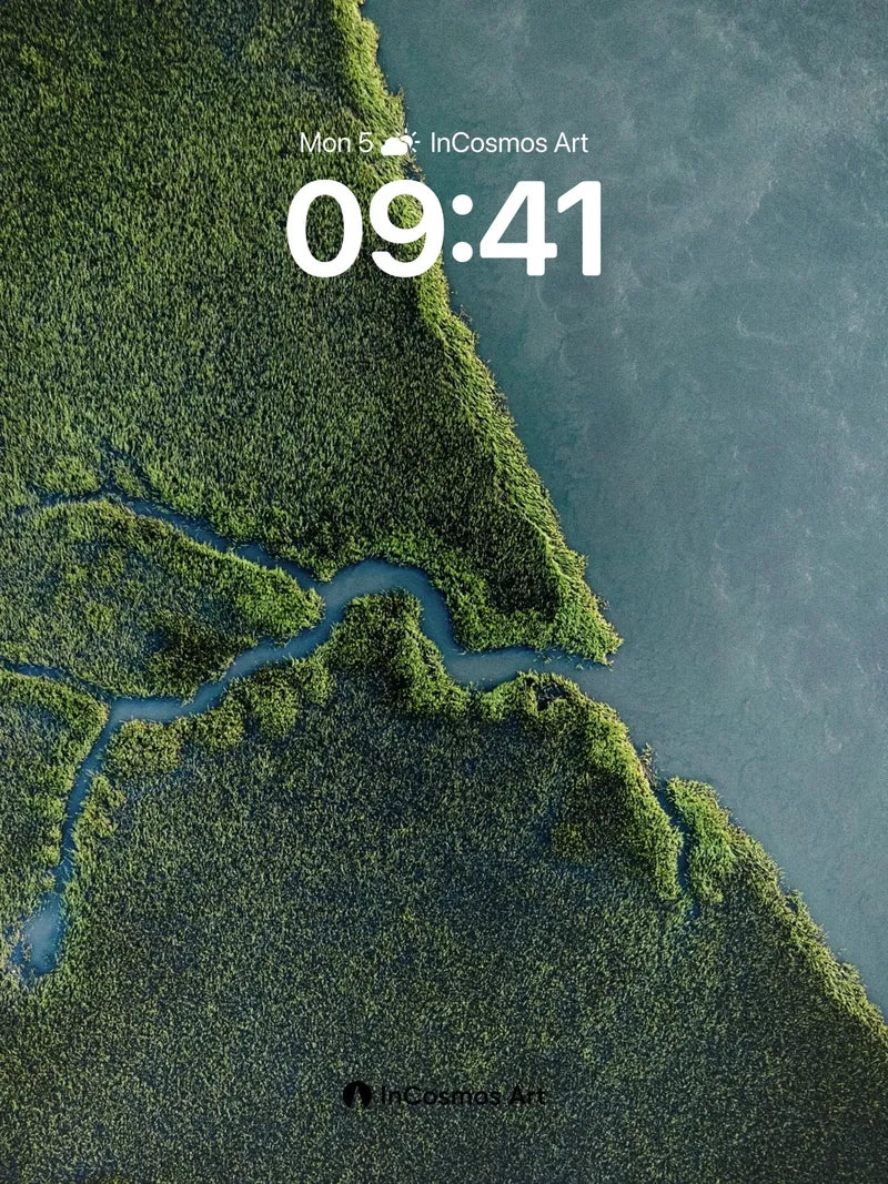 Serene Watervein Wallpaper with Living Green Edges wallpaper for iPhone, iPad & Mac