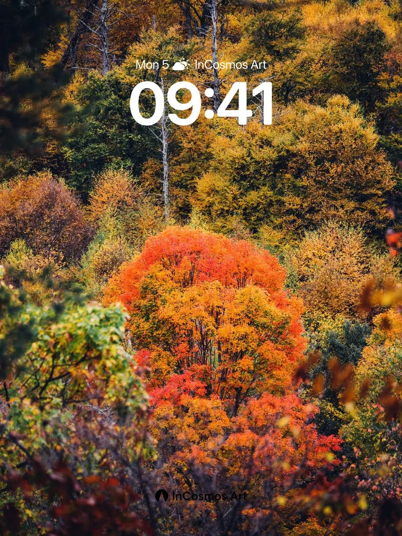 Crimson Pulse Wallpaper with Autumn's Breath wallpaper for iPhone, iPad & Mac