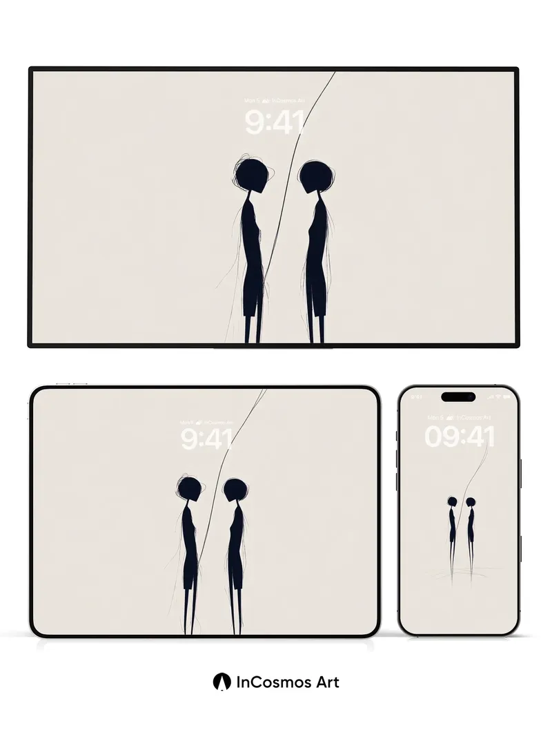 Silhouetted Whispers Wallpaper with Floating Lines