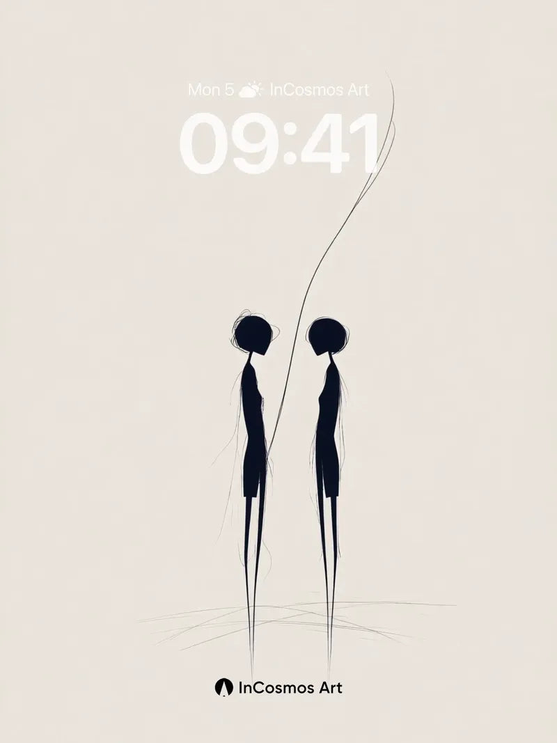 Silhouetted Whispers Wallpaper with Floating Lines