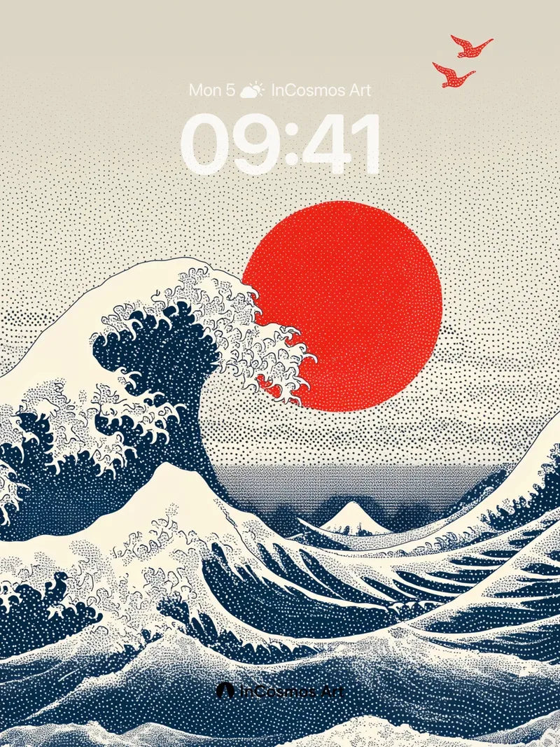 Crimson Horizon Wallpaper with Wave's Breath