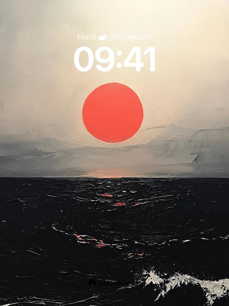 Crimson Horizon Wallpaper with Ocean Breath