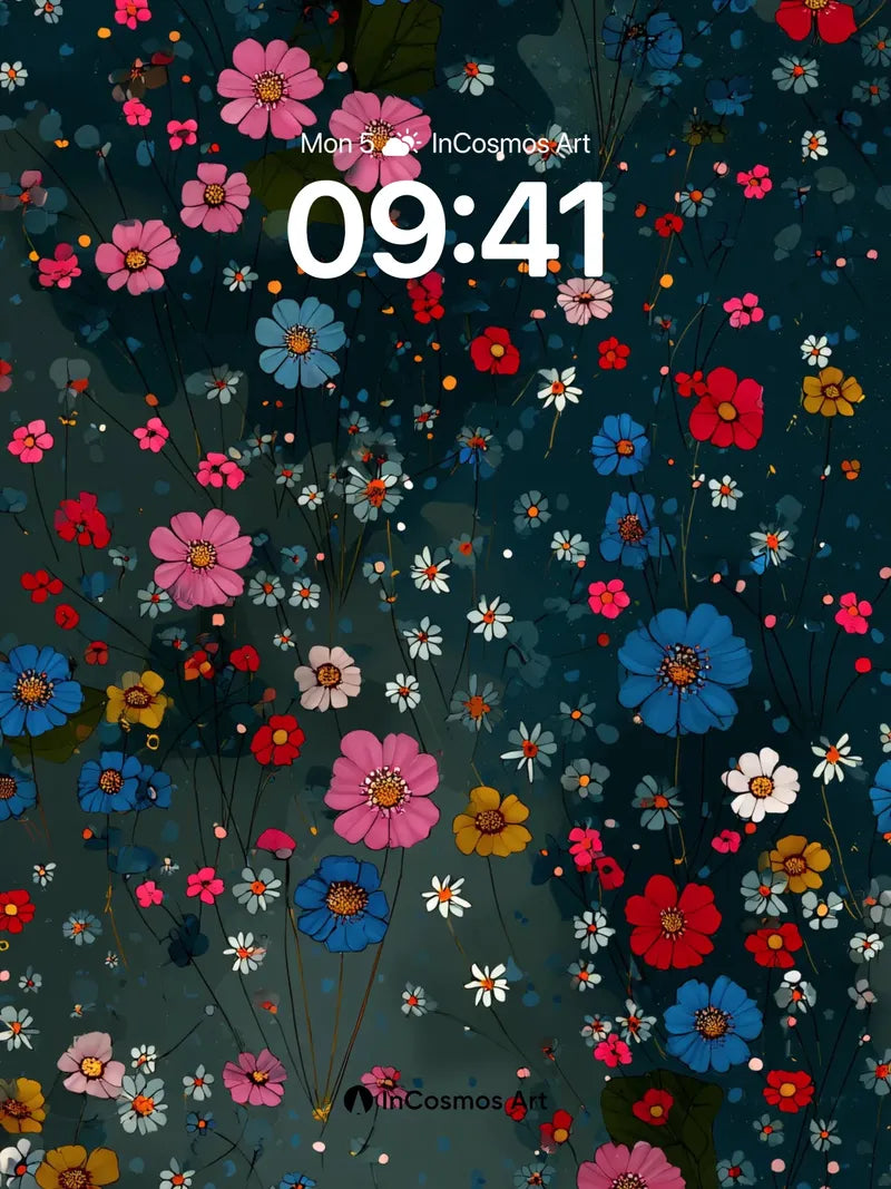 Midnight Garden Wallpaper with Floating Petals