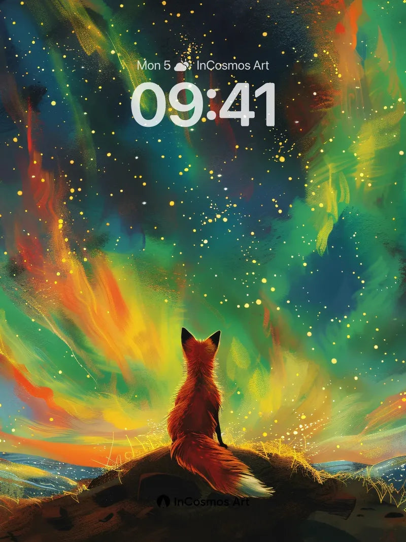 Cosmic Fox Wallpaper with Aurora Breath wallpaper for iPhone, iPad & Mac