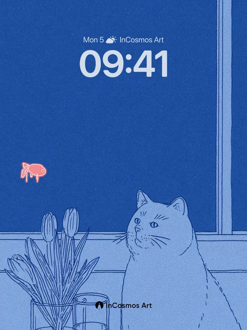 Serenity Blueprint Wallpaper with Floating Fish