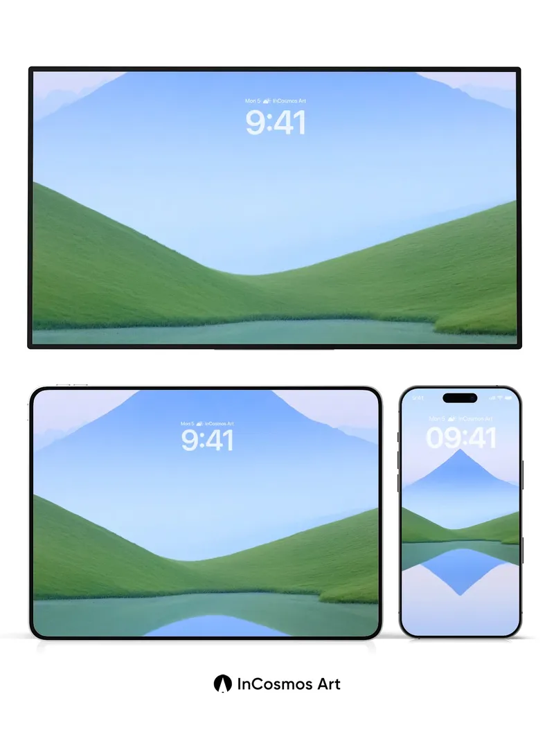 Serene Peak Wallpaper with Mirror Lake