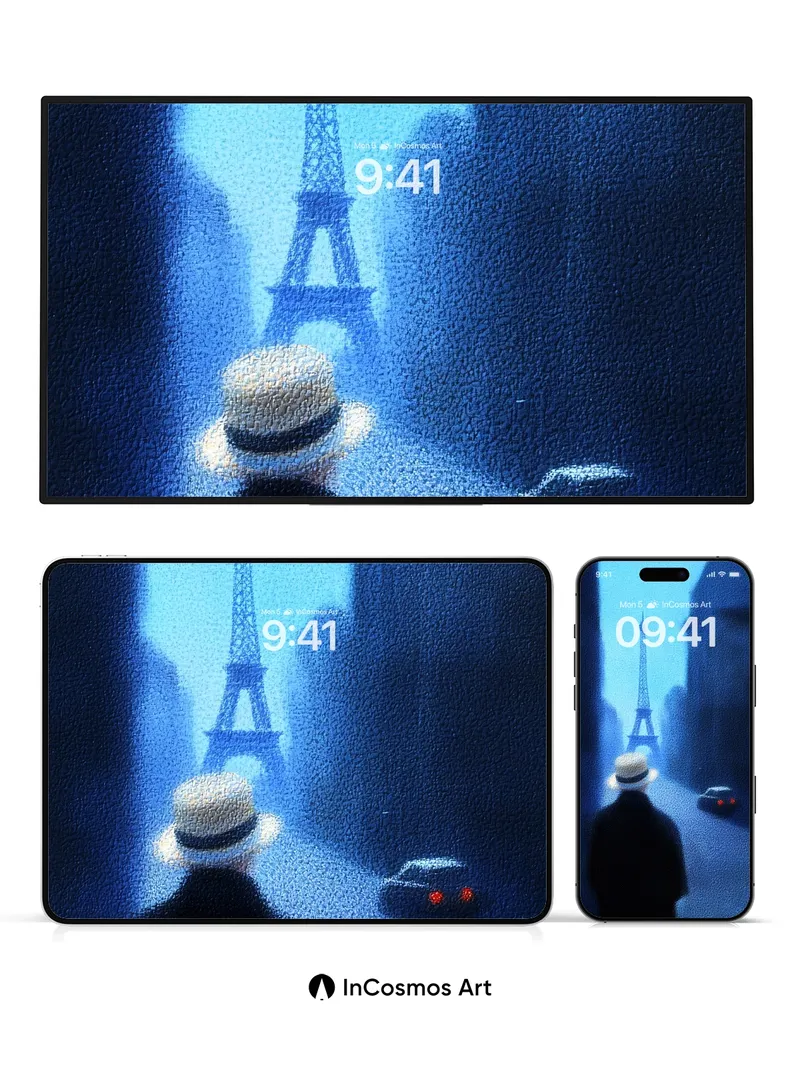 Mist-Wrapped Eiffel Wallpaper with Haunting Light