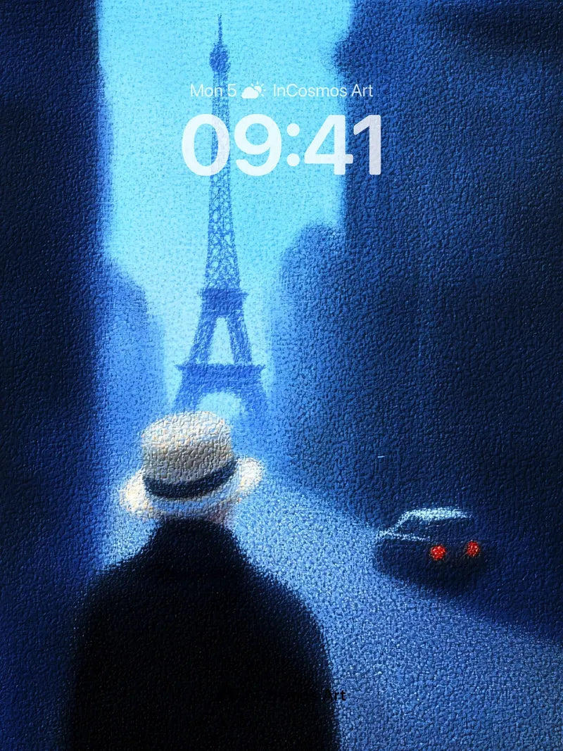 Mist-Wrapped Eiffel Wallpaper with Haunting Light