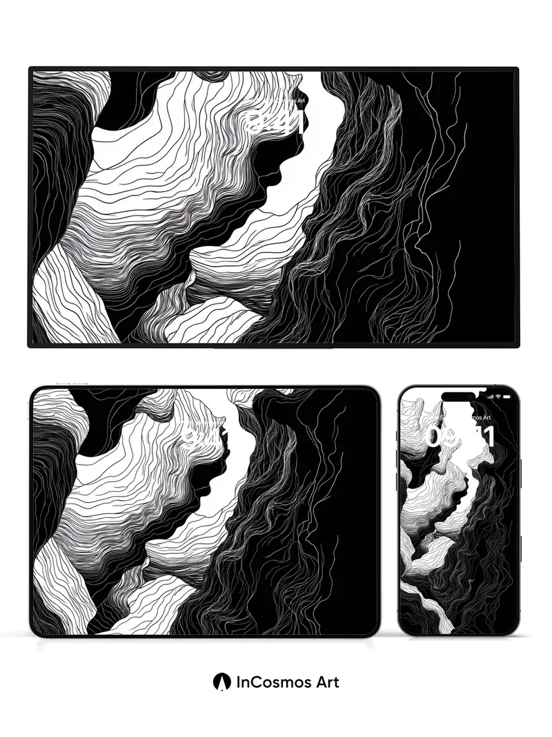 Echoing Canyon Wallpaper with Whispering Lines