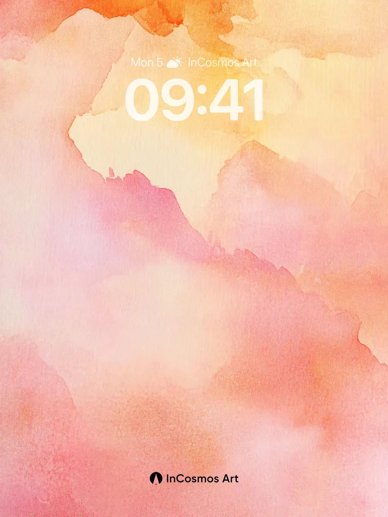 Blushing Horizon Wallpaper with Watercolor Breath