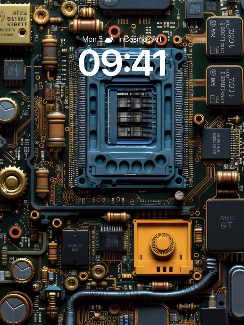 Circuit Mirage Wallpaper with Golden Veins