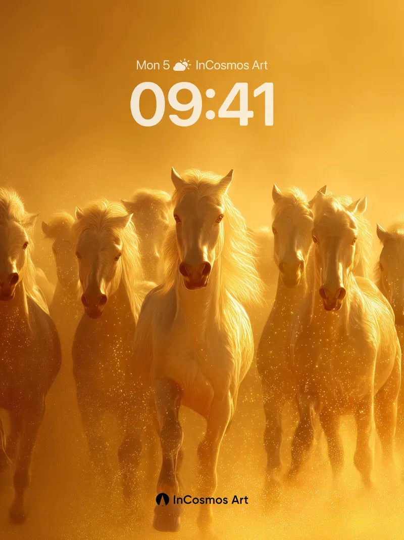 Golden Dust Storm Wallpaper with Running Horses wallpaper for iPhone, iPad & Mac