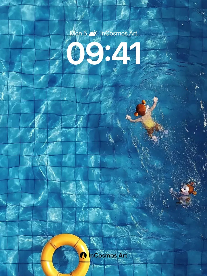 Sunlit Playtime Wallpaper with Floating Rings wallpaper for iPhone, iPad & Mac